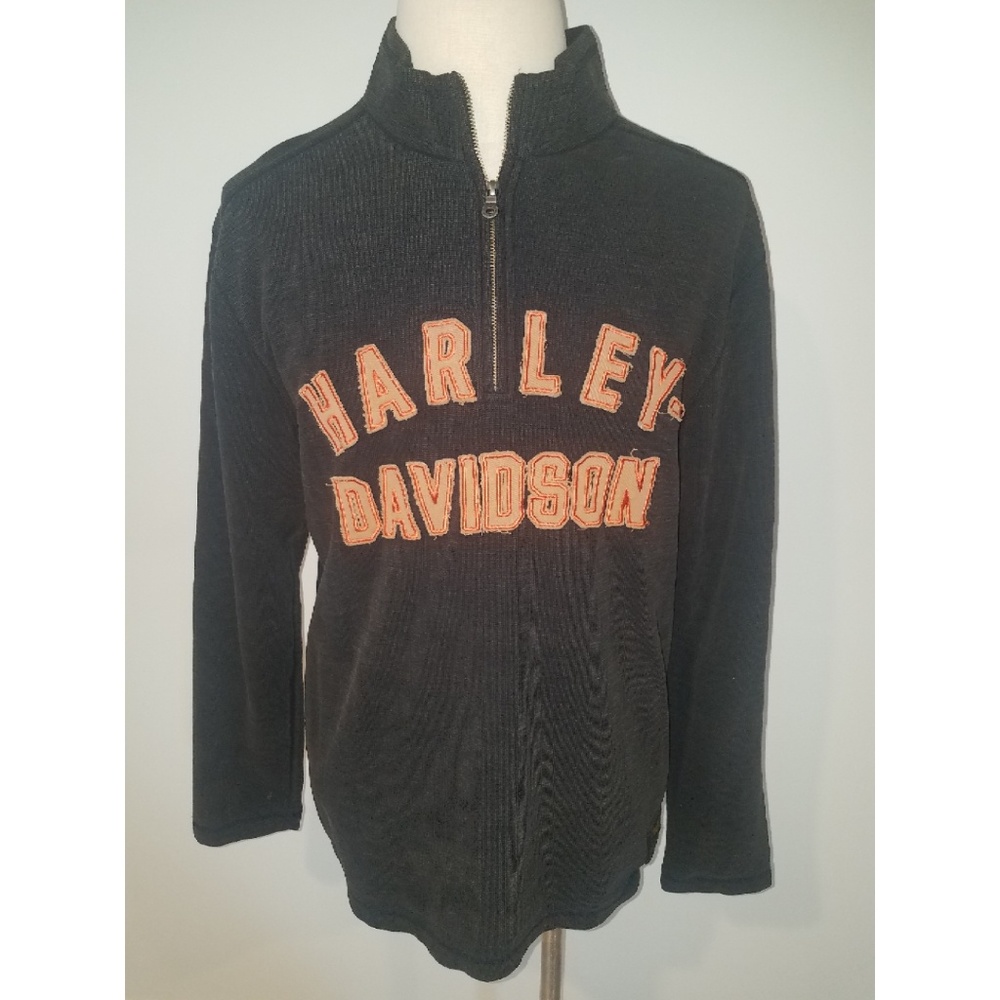 Harley Davidson 1/4 Zip Embroidered  L/S Shirt (M)